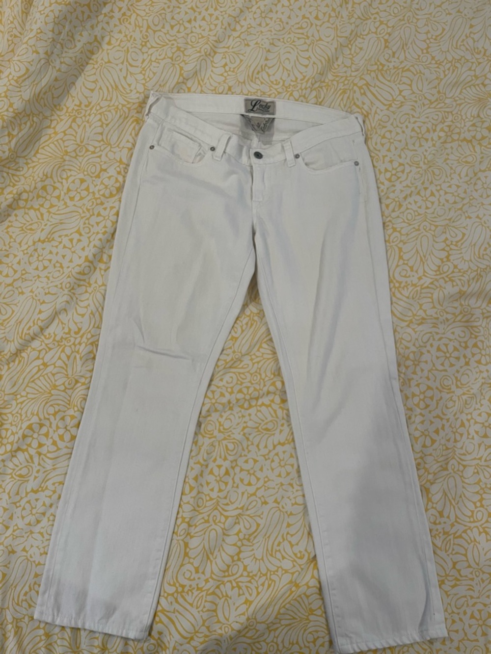 Lucky Brand Women's Zoe Straight-Leg Jeans in Creme Fraiche color. Cream Sz 28